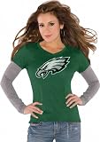 Philadelphia Eagles Green Women's Primary Logo Tri Blend Long Sleeve Layered T-Shirt- by Alyssa Milano