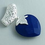 Silver Plated Lapis Lazuli Pendant Heart - Ladies Necklace Charm with September Birthstone (1.25 inch)