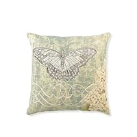 Kathryn White Antique Butterfly & Lilac Pillow, 16' x 16'