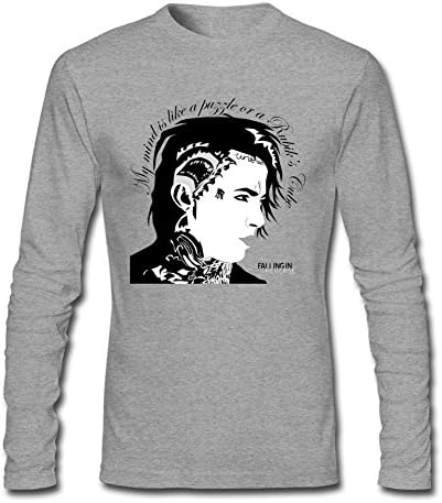 YLINMY Men's Falling in Reverse Ronnie Radke Art Long Sleeve T-shirt Size L Grey