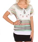 Romeo & Juliet Couture Tribal Shirt in White