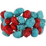 HUGE Turquoise and Red Stone Cuff Bracelet Fashion Jewelry
