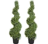 TWO 4' Pre-potted Rosemary Artificial Topiary Trees,