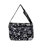 Silver Peace Sign Messenger Bag with Hearts Shoulder Bag