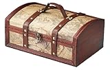 Old World Map Design Wooden Chest Wood Trunk