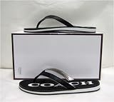 COACH DIXIE SIGNATURE BLACK SANDALS THONGS SHOES NEW