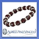 Evil Eye Murano Glass Judaica Hamsa Charm Stretch Bracelet - Cherry
