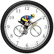 Cyclist Cycling or Biking Wall Clock by WatchBuddy Timepieces (Black Frame)