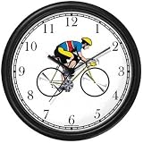 Cyclist Cycling or Biking Wall Clock by WatchBuddy Timepieces (Black Frame)