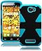 One Touch Fierce 2 Case, Bastex Heavy Duty Hybrid Dynamic Protective Case - Baby Blue Soft Silicone Cover with Black Hard Shell Case for Alcatel One Touch Fierce 2 7040T, Pop Icon A564C