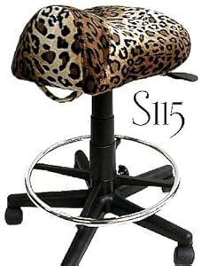 Leopard Saddle Stool with Foot Rest Ring