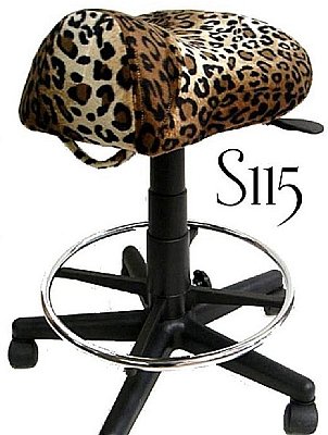 Leopard Saddle Stool with Foot Rest Ring