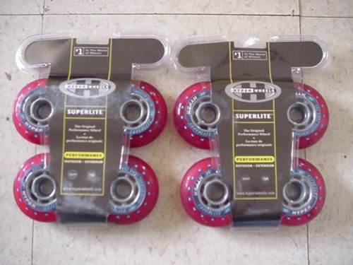 8-pk Hyper Superlite 76mm/78A In-line inline skate wheels RED