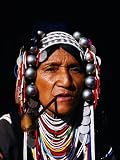 Akha Woman Smoking Pipe in Northern Thailand, Thailand Photographic Poster Print