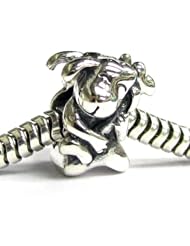 Sterling Silver Sweet Smily Dog & Bone For Pandora Troll European Charm Bracelets