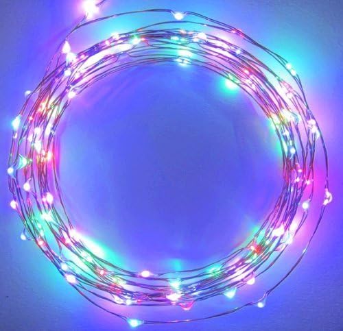 Dreamy Lighting 33Ft Copper LED Strings 100 LEDs Starry LED Lights LED String Light Festival Decorative LED String Lights with 12V Power Adapter (RGB)