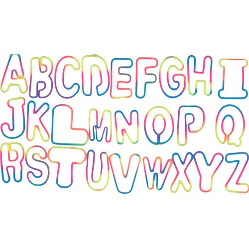 Rainbow Tie-Dye Alphabet Shaped Rubber Bands 26 Piece Pack In BRIGHT Rainbow/TyeDye COLORS + Free Forever Carabina To Carry Your Alphabet Bands!!!