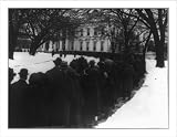 Historic Print (L): Long line of people waiting to shake hands of the Chief Executive and Mrs. Coolidge, out