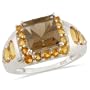 925 Sterling Silver 4.02cts Smoky Quartz and Citrine Ring