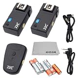 Wireless Camera Flash Trigger Kit for (Olympus FL-50R FL-50 FL-36 Nikon SB900 SB800 SB600 SB28 Canon 430EX 580EX II 540EX) - Includes: 1 Transmitter, 2 Receivers And 2 PC Sync Cords + 1 Premium Goja Microfiber Cleaning Cloth