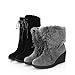 Show Shine Women's High Quality Nubuck and Faux Cony Hair Fold Over Wedge Platform Snow Boots
