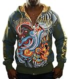 CHRISTIAN AUDIGIER Ed Hardy Platinum Skull Mens Hoodie Hooded Sweatshirt