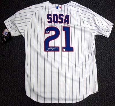 Sammy Sosa Autographed/Hand Signed Chicago Cubs White Jersey PSA/DNA #P71617