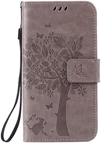 Samsung Galaxy A5(2016) Case [with Free Screen Protector],Asukaparadise PU Leather Flip Magnetic Closure Wallet [Card Slots] Stand Butterfly Tree Cat Impressed Design Case For Samsung Galaxy A5(2016)