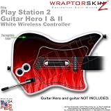 PS2 Guitar Hero I & II White Wireless Controller Skin Fire Red by WraptorSkinz TM (GUITAR NOT INCLUDED)