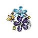 14K White Gold 0.04 ct. Diamond and 4.11 ct. Multicolor Gemstone Floral Ring