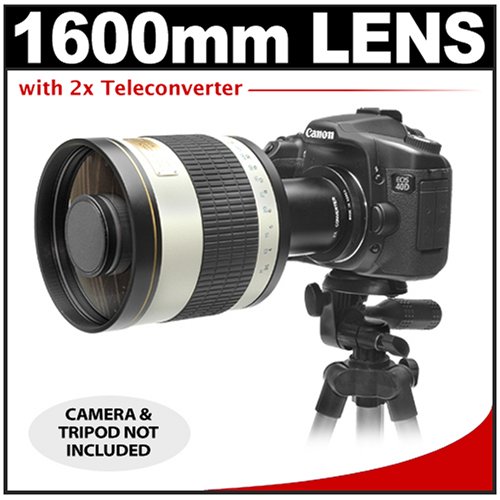 Rokinon 800mm Multi-Coated Mirror Lens with 2x Teleconverter (=1600mm) for Canon EOS Rebel XSi, XS, XTi, XT, 5D, 30D, 40D & 50D Digital SLR Cameras