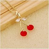 Pendentif Cerise. En cadeau nous vous offrons la boite &agrave; bijoux ! Pendentif femme &eacute;l&eacute;gant et raffin&eacute;