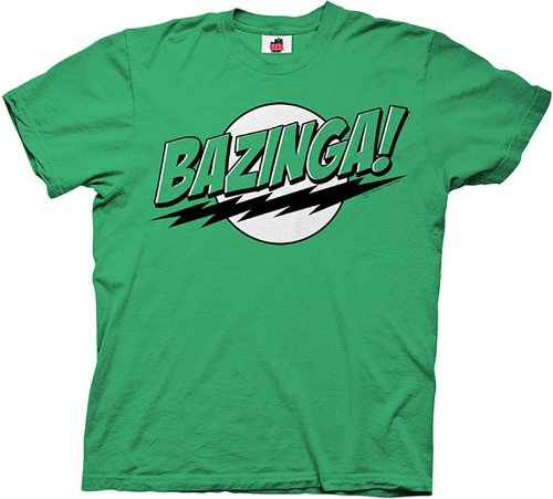 The Big Bang Theory Bazinga Irish Green Officially Licensed Adult T-shirt