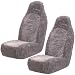 Front Car High Back Bucket Seat Covers - Genuine Sheepskin Silver - Pair