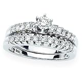 Sterling Silver 3/4 ct. Cubic Zirconia Engagement Set