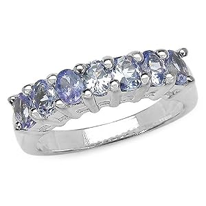 1.20 Carat Genuine Tanzanite Sterling Silver Ring by JewelzDirect