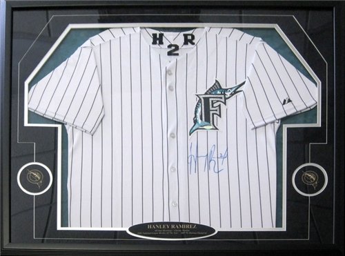 Hanley Ramirez Autographed/Hand Signed Framed Florida Marlins Jersey