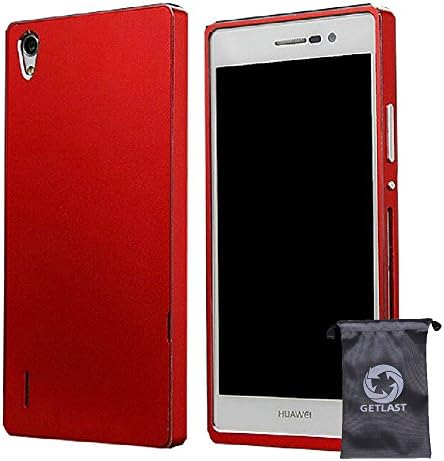 MINUO - Huawei Ascend P7 Case, [Red] Luxury Aluminum Metal Frame + PC Back Cover Bumper Case for Huawei Ascend P7