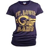St Louis Rams Women's Retro Vintage T-Shirt (True Navy, Medium)