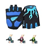 Morethan サイクリンググローブ 3D立体 ハーフフィンガーグローブ GEL入り （ブルー，M）