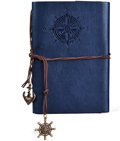 CWKTITI® Dark Blue Vintage Classic String PU Leather Blank Notebook Diary Travel Journal Note Book Pirate Notepad Mediterranean Style Loose-leaf