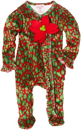 Baby Girls Newborn Minky Poinsettia Footed Sleeper