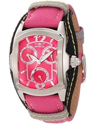 Invicta Womens 12274 Lupah Hot Pink Dial Hot Pink and Black Canvas Watch