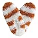 Soft and Comfortable Burnt Orange and White Striped Fuzzy Footies Slilppers by Red Carpet Studios