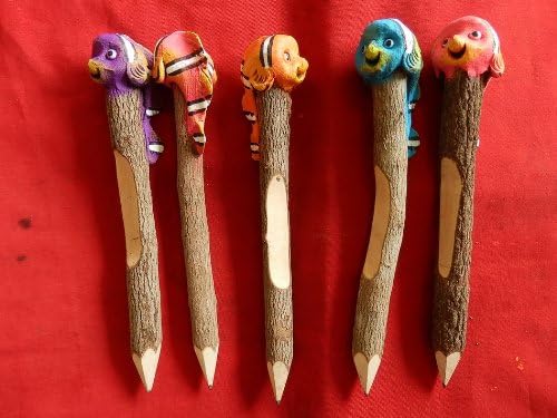 DragoNista Clownfish Wood Pencil Sawdust Natural Handcraft [Pack 5]