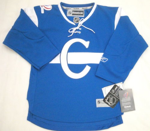 NHL Reebok Canadiens Centennial Youth L/XL Stitched/Premier Jersey Light Blue