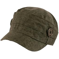 Summer Linen Military Castro Cadet Button Cap Hat Charcoal