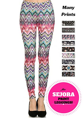 PL15BP011 SEJORA Printed Leggings Full Length Patterned with Designs