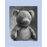 Charcoal Teddy Blue Border 11x14 Canvas Art Image Wrap