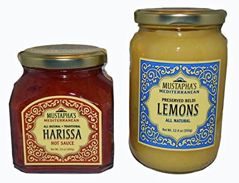 Mustapha's Mediterranean Harissa Hot Sauce (10 oz) &amp; Preserved Beldi Lemons (12.4 oz)